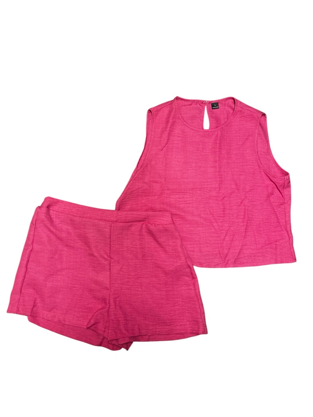 Pink Lounge Set Tank Top Shorts Matching Two Piece Womens Large